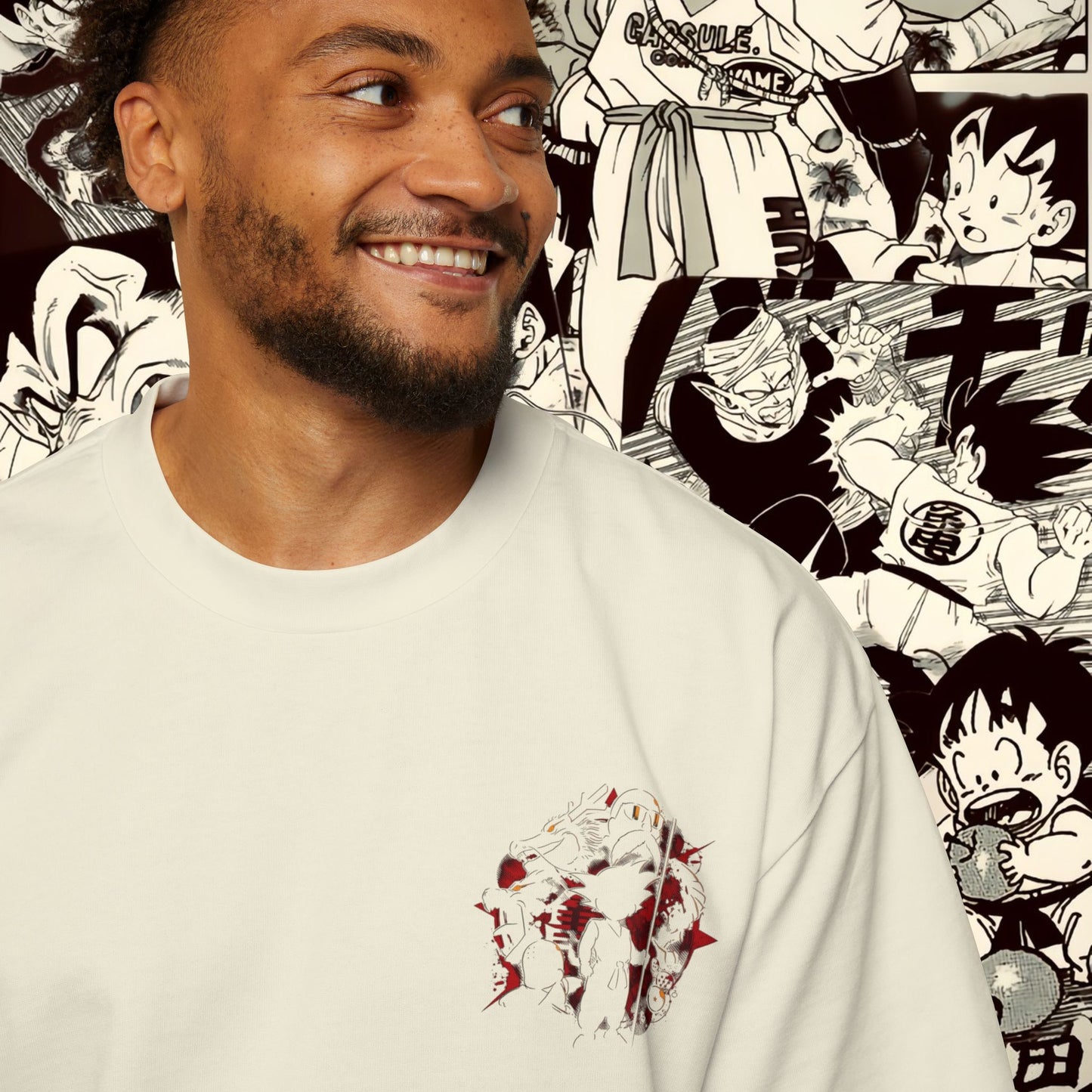 Divine Goku Inspired Oversized Tee - Comic Style Graphic Tee