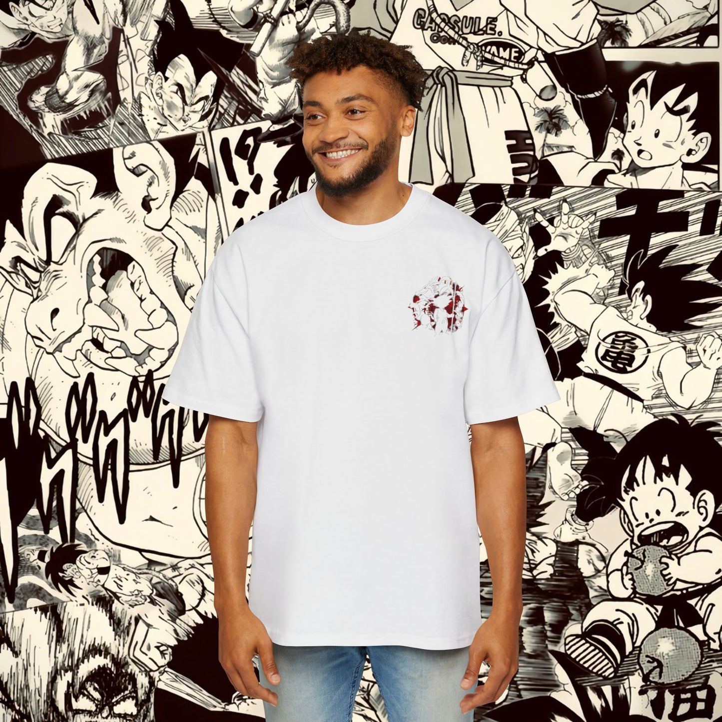 Divine Goku Inspired Oversized Tee - Comic Style Graphic Tee