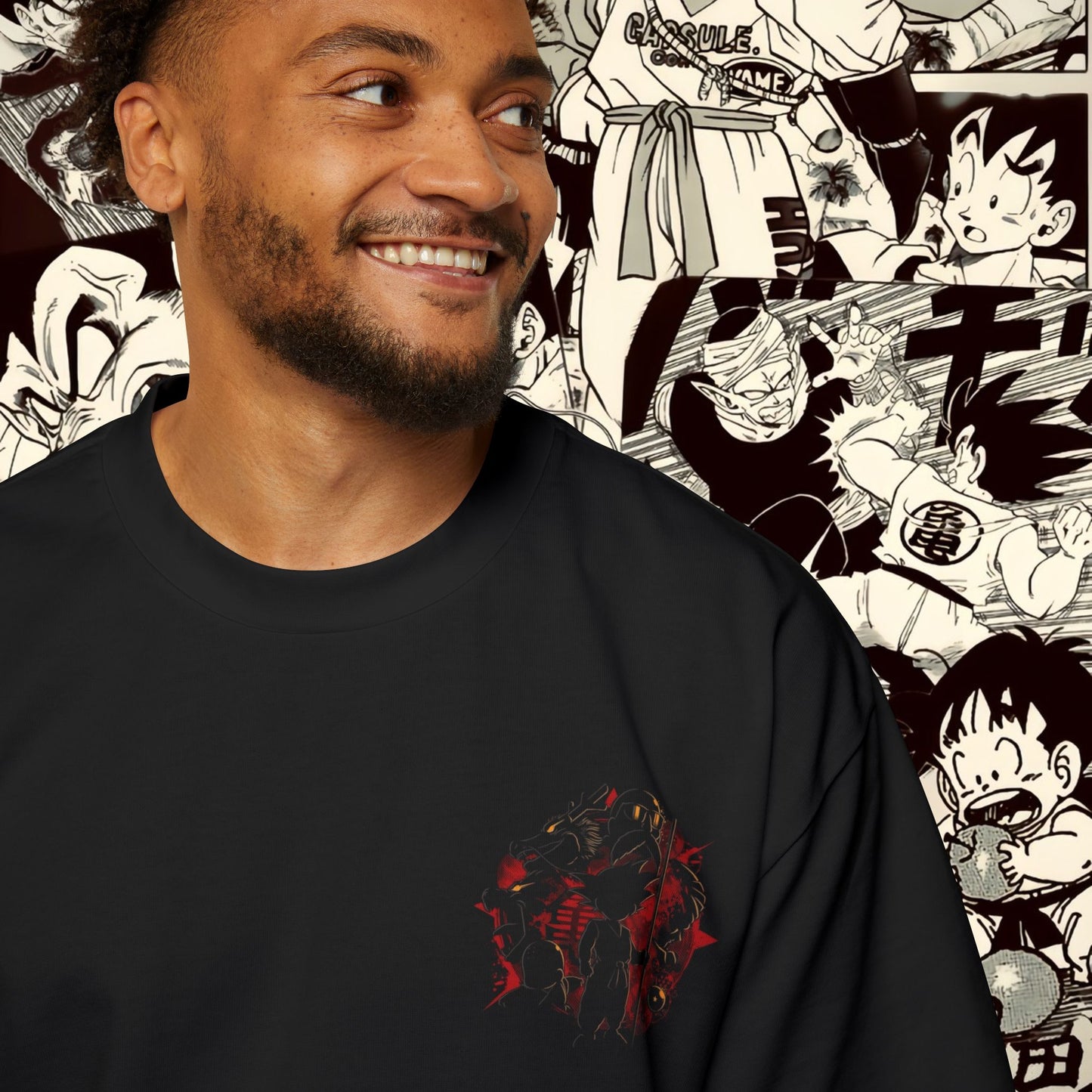 Divine Goku Inspired Oversized Tee - Comic Style Graphic Tee