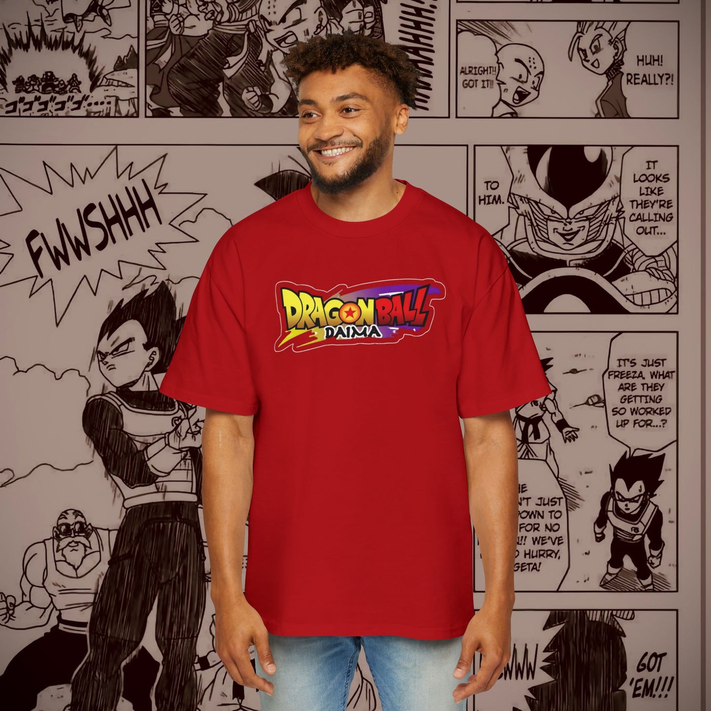 Dragon Ball Z Men's Oversized Tee - Retro Anime Graphic T-Shirt