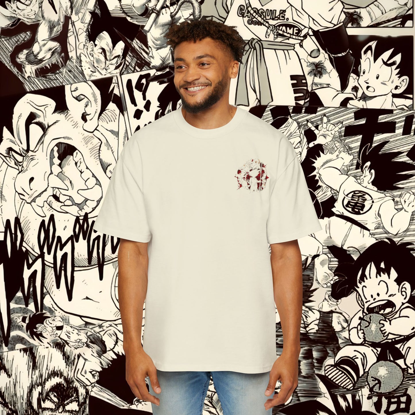 Divine Goku Inspired Oversized Tee - Comic Style Graphic Tee