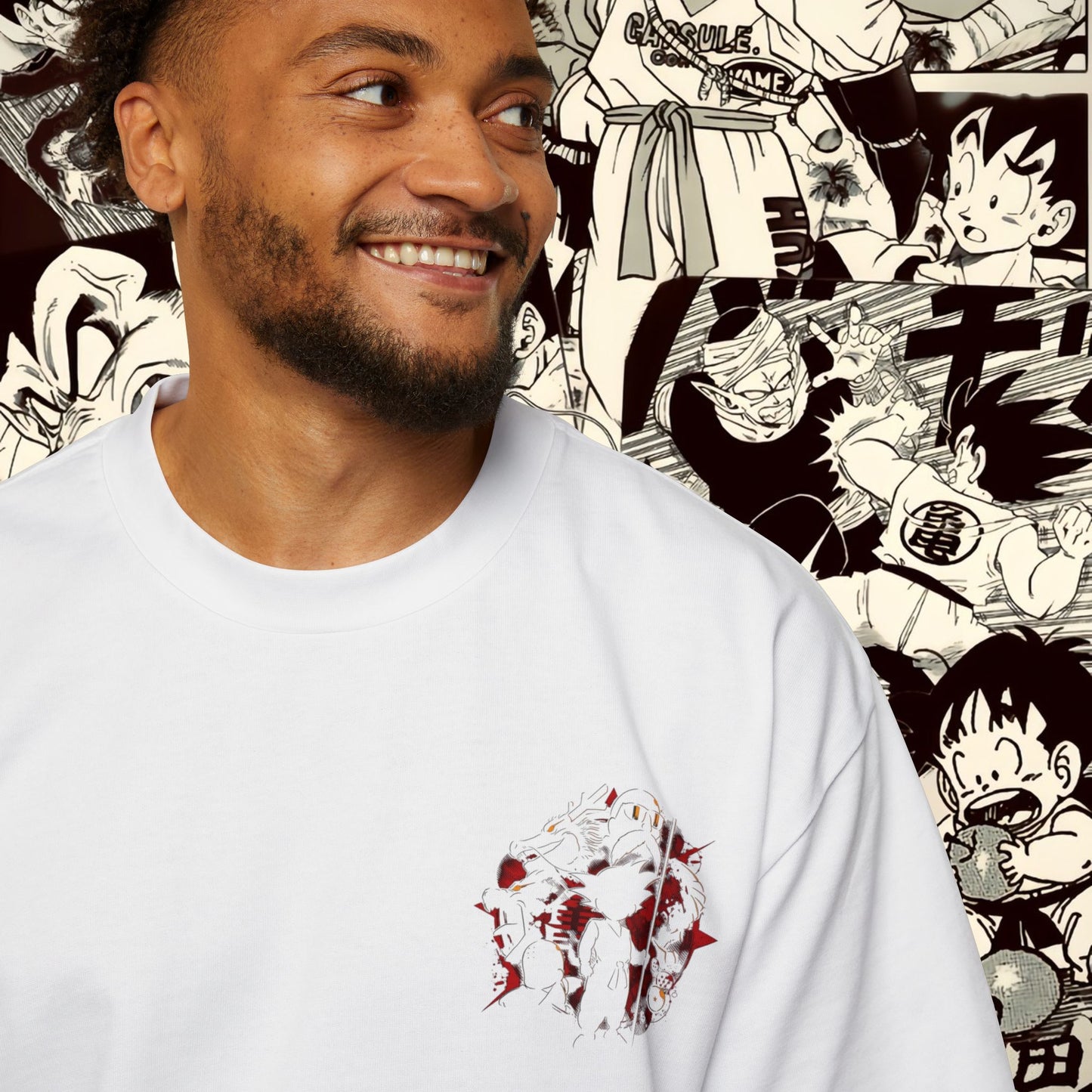 Divine Goku Inspired Oversized Tee - Comic Style Graphic Tee